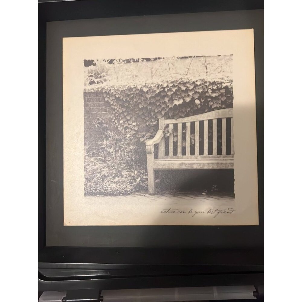 Target Home Framed Art Black White Garden Bench Nature Quote Print 10.75x10.75